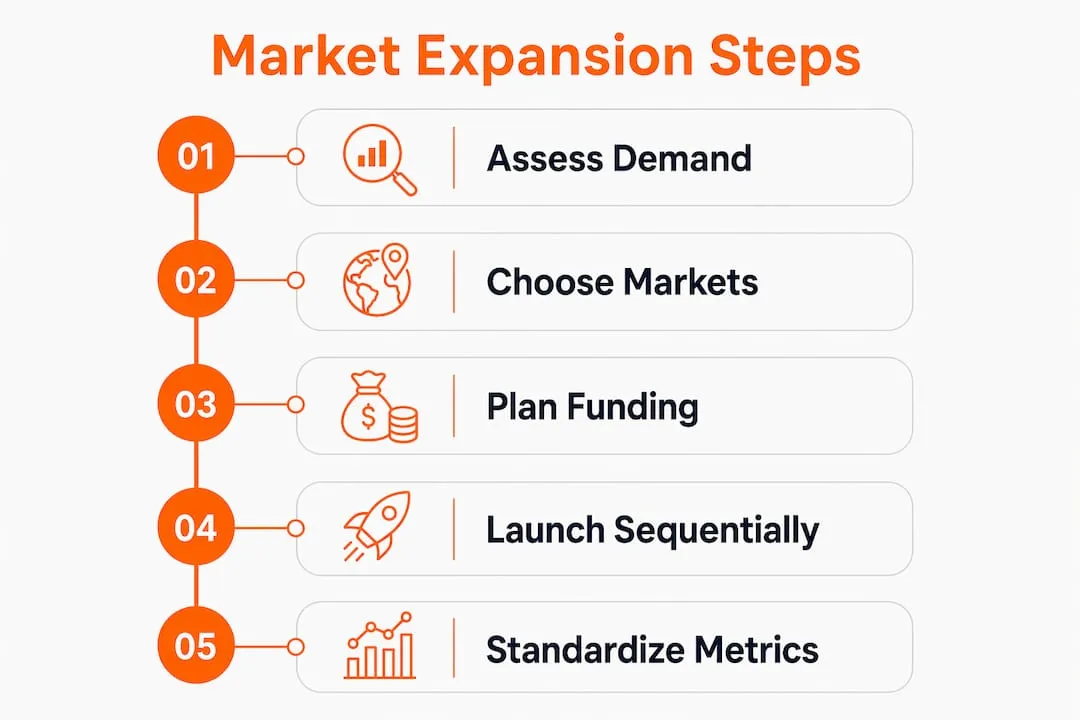 Infographic illustrating market expansion process steps