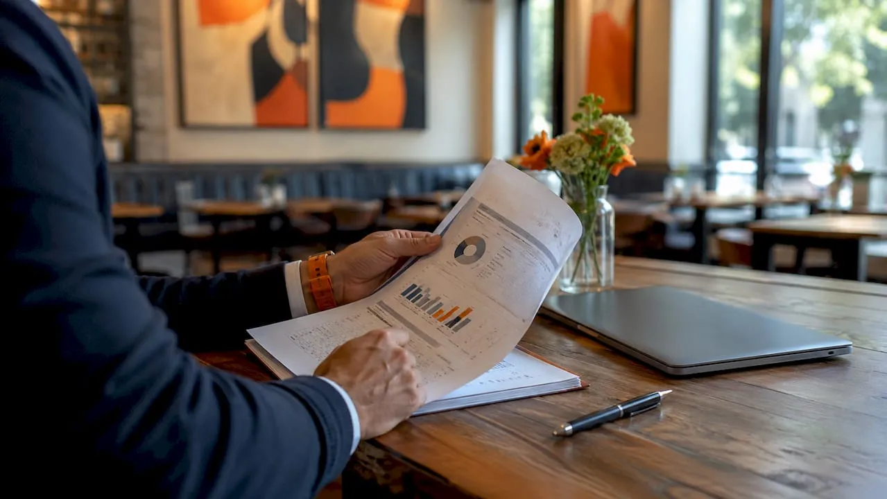 Hands reviewing monthly financial reports