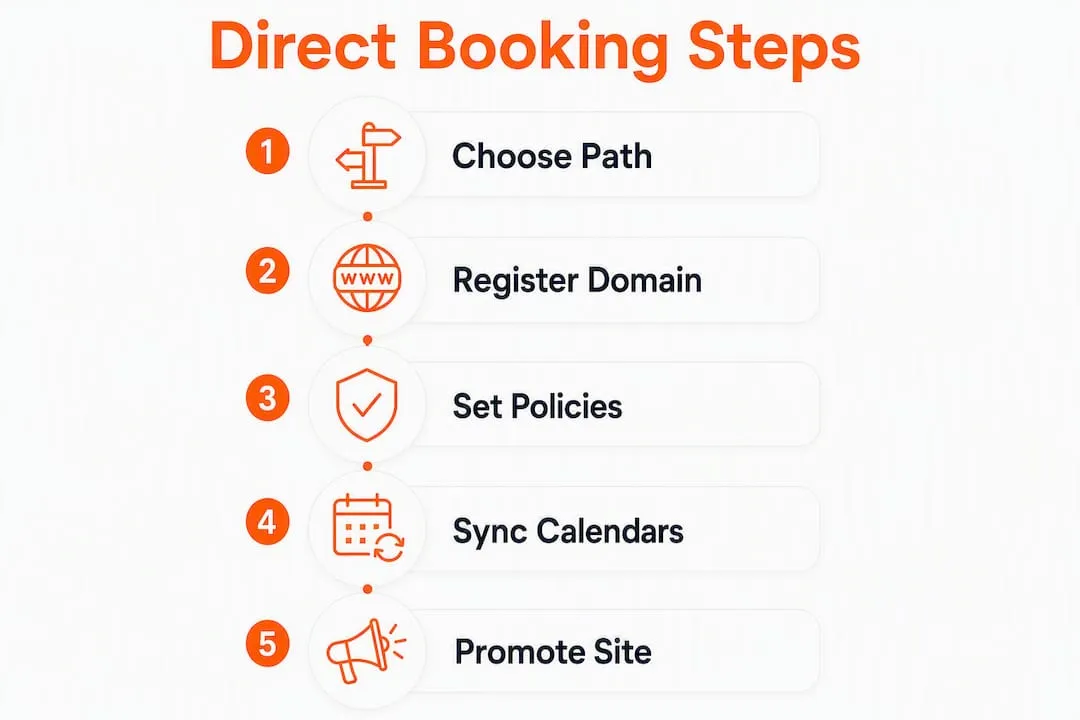 Infographic showing steps to setup direct booking site