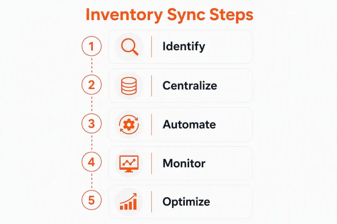 Infographic showing inventory management workflow steps