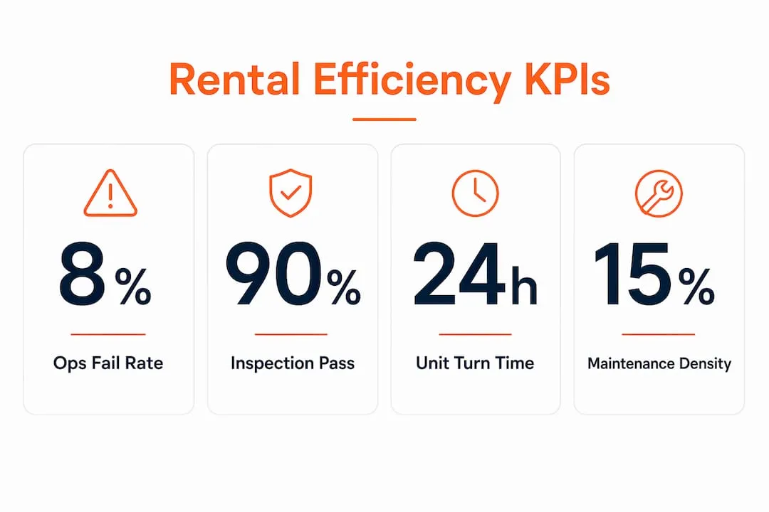 Infographic showing key operational KPIs for rentals