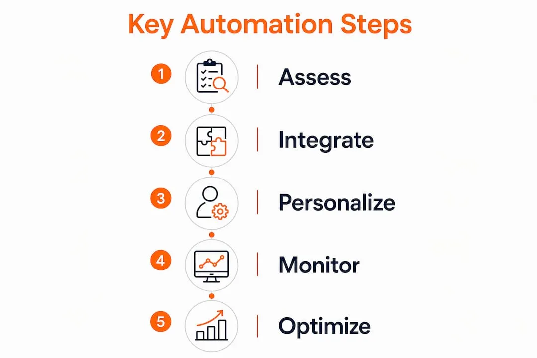Infographic displaying key automation steps for vacation rentals
