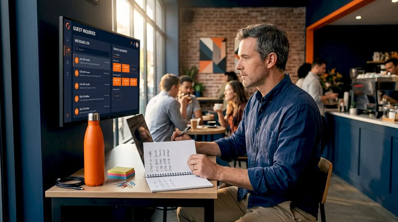 Manager automating guest messages in coworking space